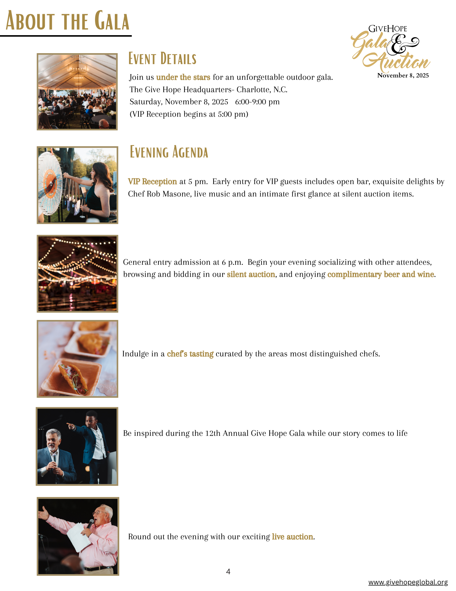 Give Hope Gala 2025- Agenda